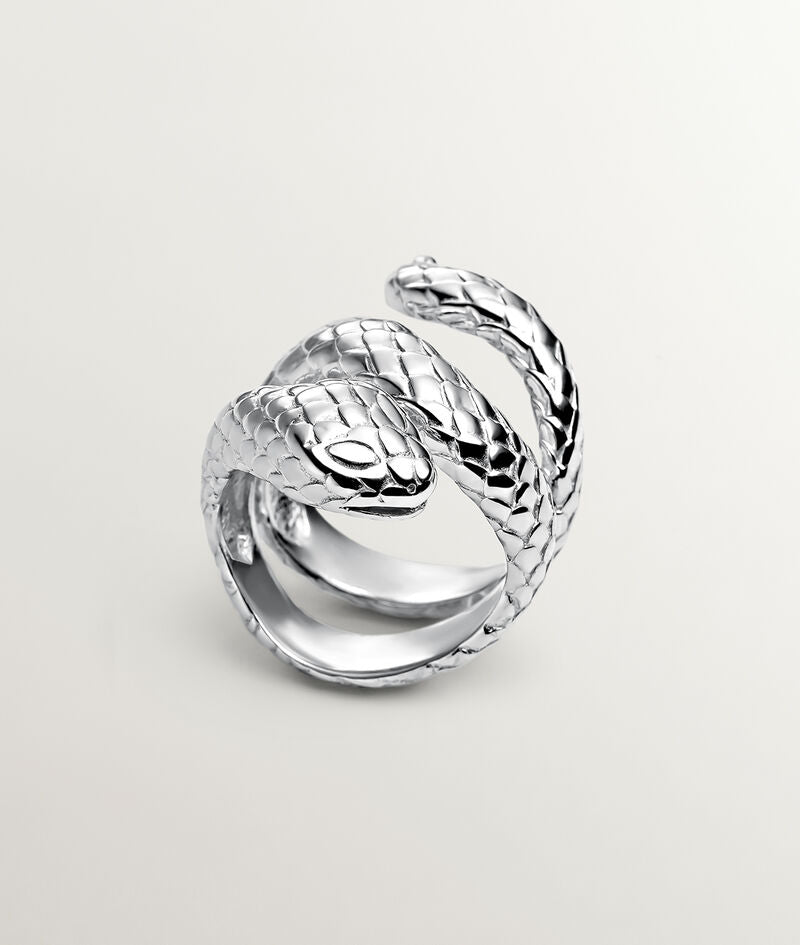 Anillo ancho de plata 925 con forma de serpiente