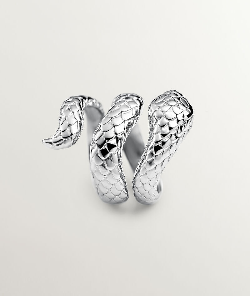 Anillo ancho de plata 925 con forma de serpiente