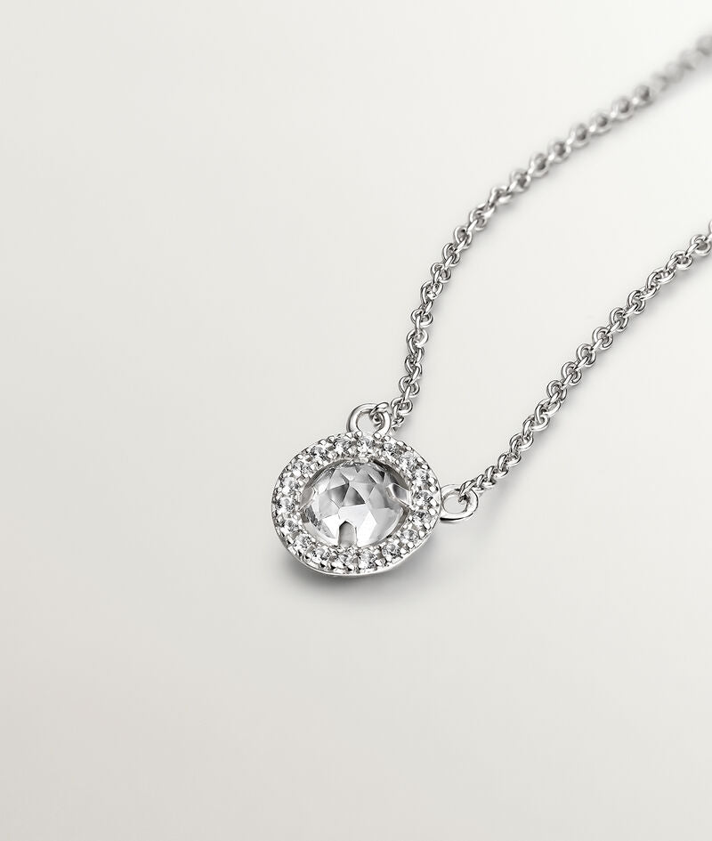 Colgante de plata 925 con topacio blanco y orla de zafiros blancos