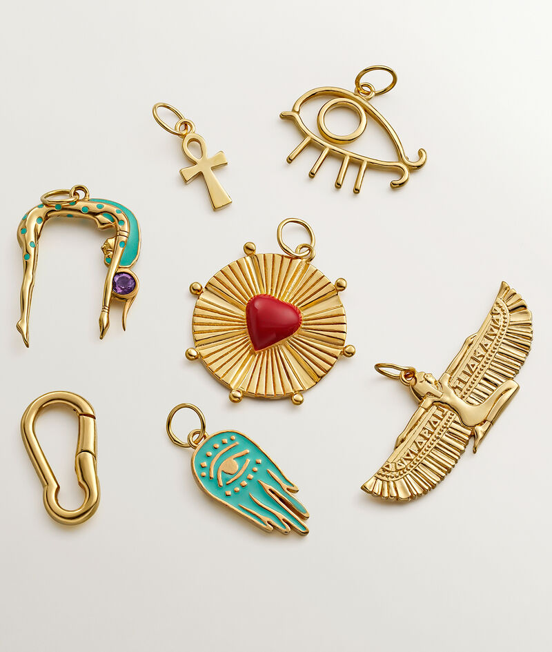 Charm mosquetón de plata 925 bañada en oro amarillo de 18K