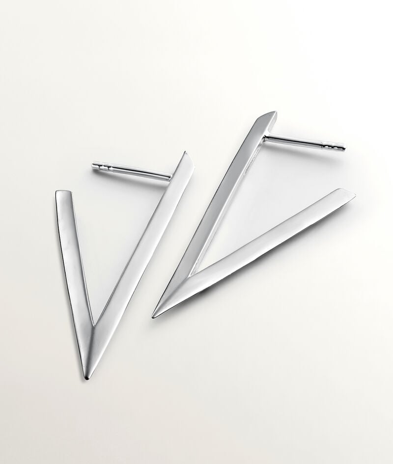 Pendientes grandes triangulares de plata 925