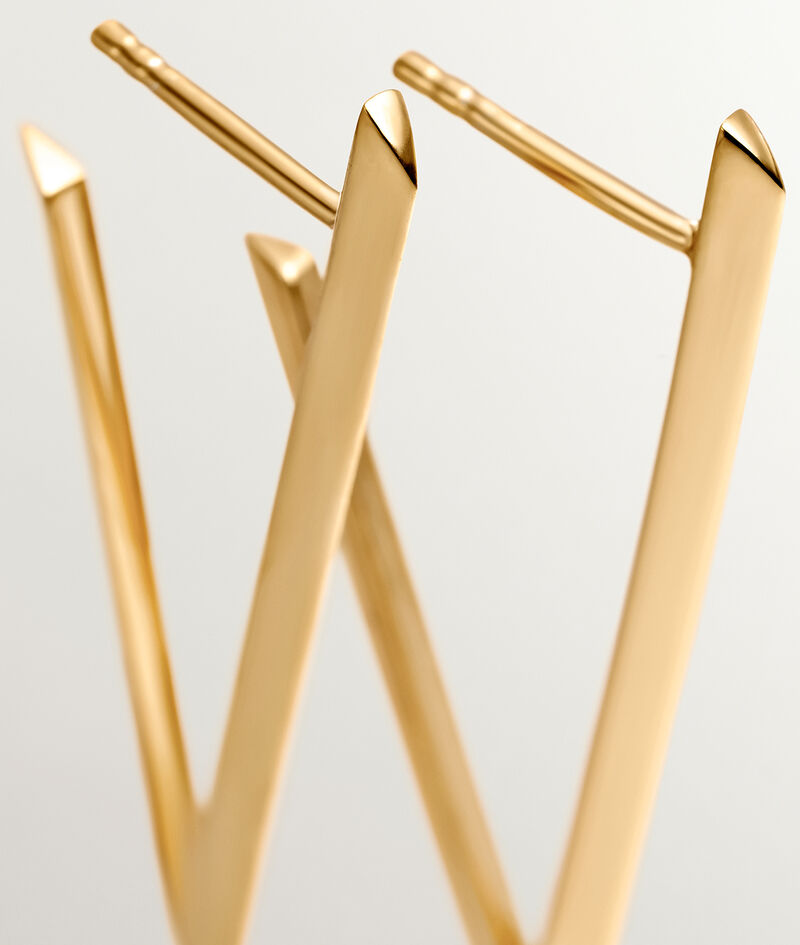 Pendientes grandes triangulares de plata 925 bañada en oro amarillo de 18K
