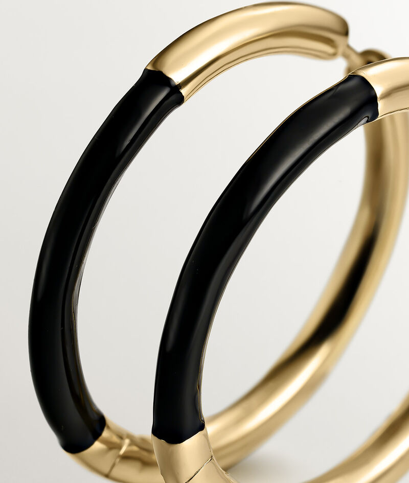 Pendientes de aro grandes de plata 925 bañada en oro amarillo de 18K con esmalte negro