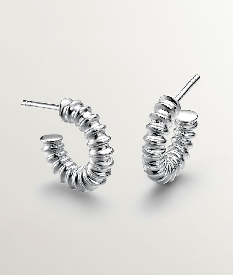 Pendientes de aro pequeños de plata 925 con acabado en relieve
