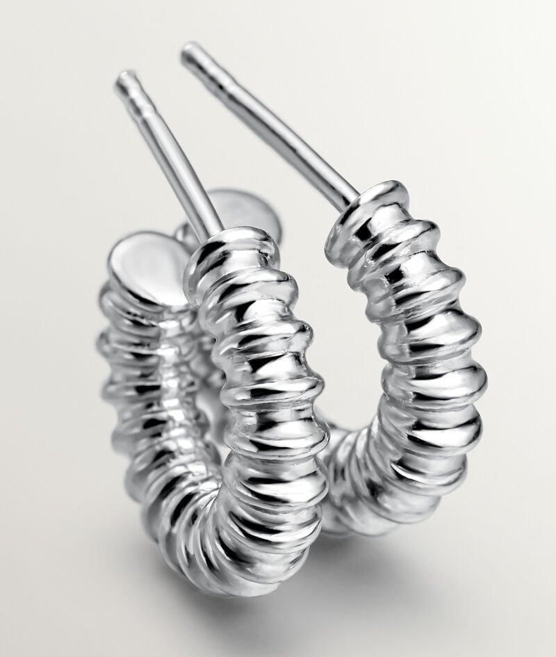 Pendientes de aro pequeños de plata 925 con acabado en relieve
