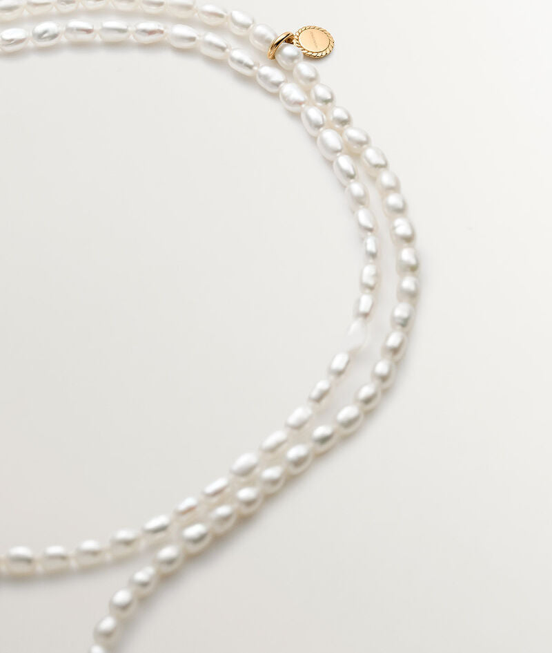 Collar de plata 925 bañada en oro amarillo de 18K con perlas, zafiros y piedras luna